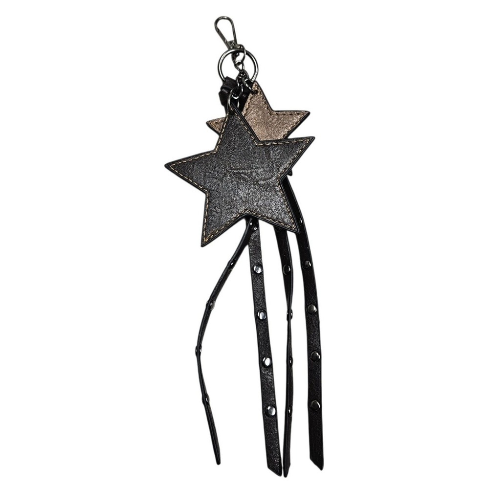 Star Bag Charm Keychain‎ Women OS Black Bronze Studded Tassel Western